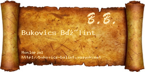 Bukovics Bálint névjegykártya